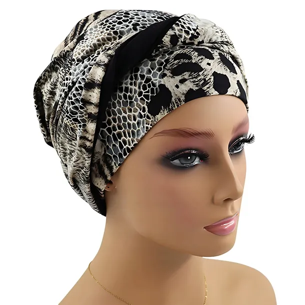 Turban damski okrycie na głowę z opaską na turban i szyję bambusowy Grace