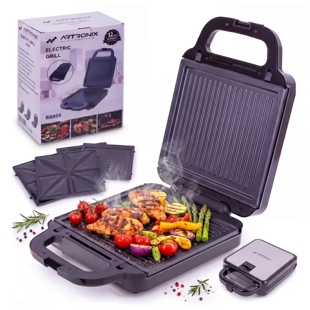 GRILL 3w1 1400W TOSTER GOFROWNICA OPIEKACZ DO KANAPEK WYMIENNE NAKŁDKI