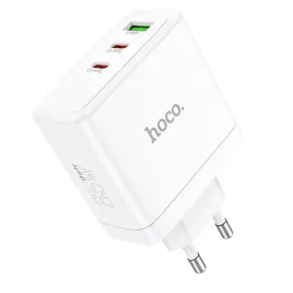 hoco-ladowarka-sieciowa-2-x-typ-c-usb-a-qc-pd-65w-gan-n30-biala