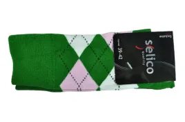 skarpetki-damskie-selico-zielone-romby-kolor-43-46