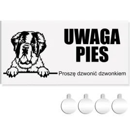 tabliczka-pcv-uwaga-pies-prosze-dzwonic-bernardyn-10x20-druk-uv-przylepce