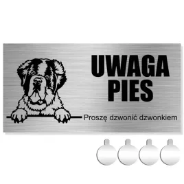 nierdzewna-tabliczka-uwaga-pies-prosze-dzwonic-bernardyn-10x20-aluminium