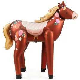 balon-foliowy-kon-w-kwiaty-brazowy-partydeco-50-shp