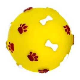 pilka-ze-wzorem-lapek-i-kosci-zolta-75cm-pet-nova-zabawka-gumowa