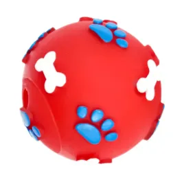 pilka-ze-wzorem-lapek-i-kosci-czerwona-6cm-pet-nova-zabawka-gumowa
