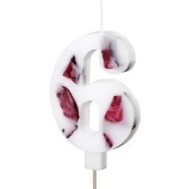 swieczka-na-tort-cyfra-6-platki-kwiatow-bialy-partydeco-8-cm