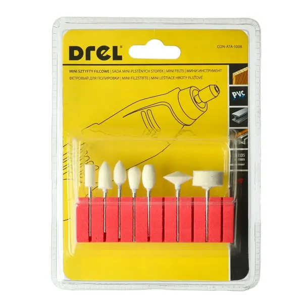 nar75 DREL ZESTAW frezów polerskich do obróbki żywic żeli resin uv 7szt