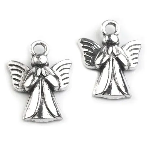 ZAW361 Zawieszka metalowa ANIOŁ 15x20mm - platynowa