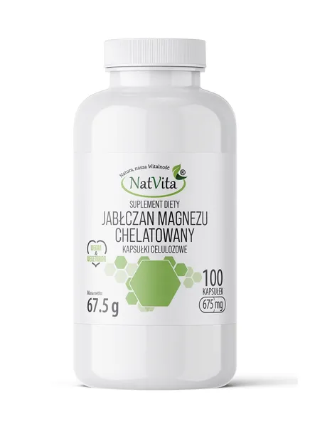 Jabłczan Magnezu Chelat Serce Zmęczenie Skurcze 675mg 100 Kapsułek NatVita