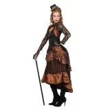 stroj-damski-steampunk-brazowy-retro-punk-przebranie-karnawal-s-stan-nowy