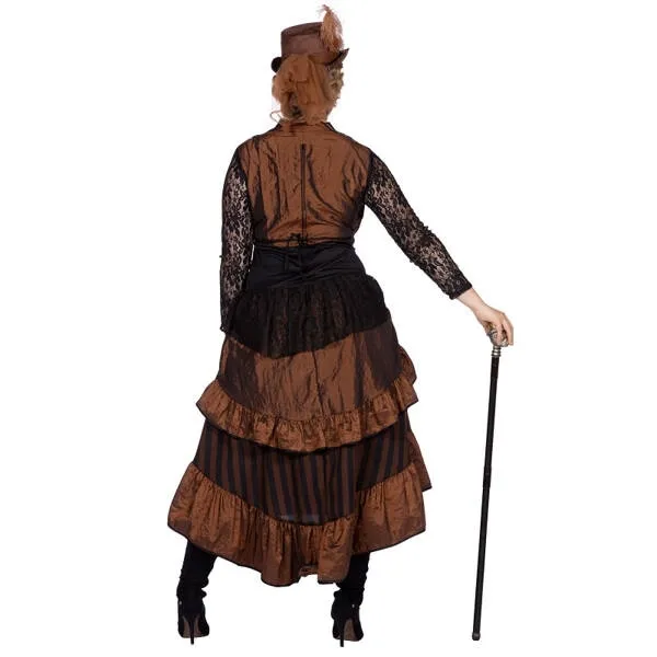 stroj-damski-steampunk-brazowy-retro-punk-przebranie-karnawal-m-kolor-brazowy