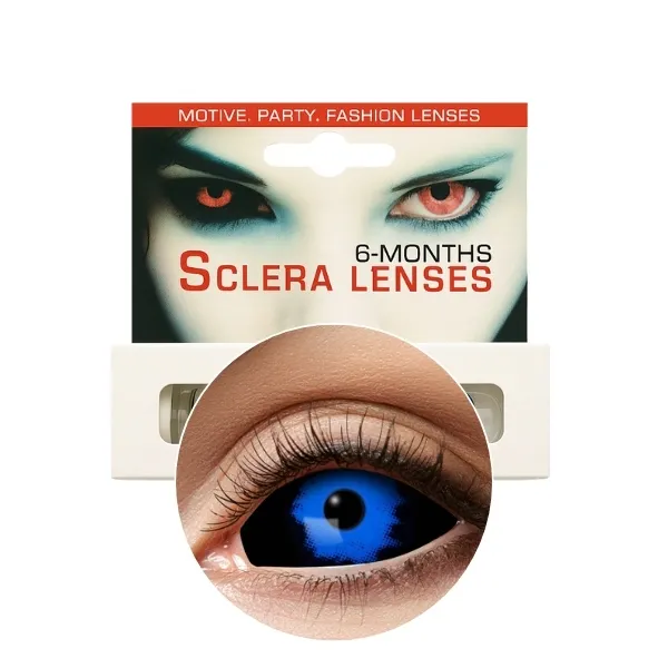 SOCZEWKI PÓŁROCZNE BLUE DEMON 22MM HALLOWEEN