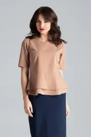 elegancka-bluzka-damska-z-podwojna-baskinka-brazowa-xl