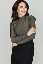 elegancka-bluzka-damska-ze-stojka-z-falbanka-zielona-xl