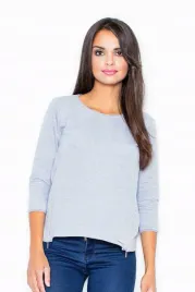 bawelniana-bluza-damska-z-rekawami-3-4-ozdobne-zamki-szara-l