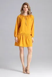 luzna-sukienka-z-reglanowym-rekawem-musztardowa-l-xl