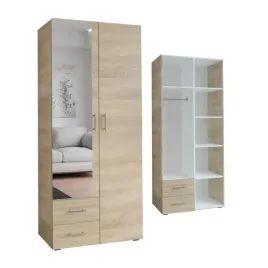Zdjęcie produktu SZAFA MIA Z LUSTREM - 80x192 CM - DĄB SONOMA - SZAFA Z SZUFLADAMI