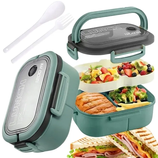 LUNCHBOX ŚNIADANÓWKA PUDEŁKO POJEMNIK NA ŚNIADANIE PRZEGRÓDKI 1200ml