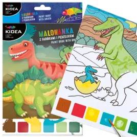 malowanka-z-farbkami-i-pedzelkiem-dinozaury-kidea