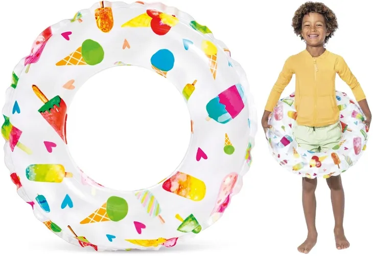 KOŁO DMUCHANE NA BASEN KÓŁKO DO NAUKI PŁYWANIA WODY INTEX 6 - 10 LAT 61 CM