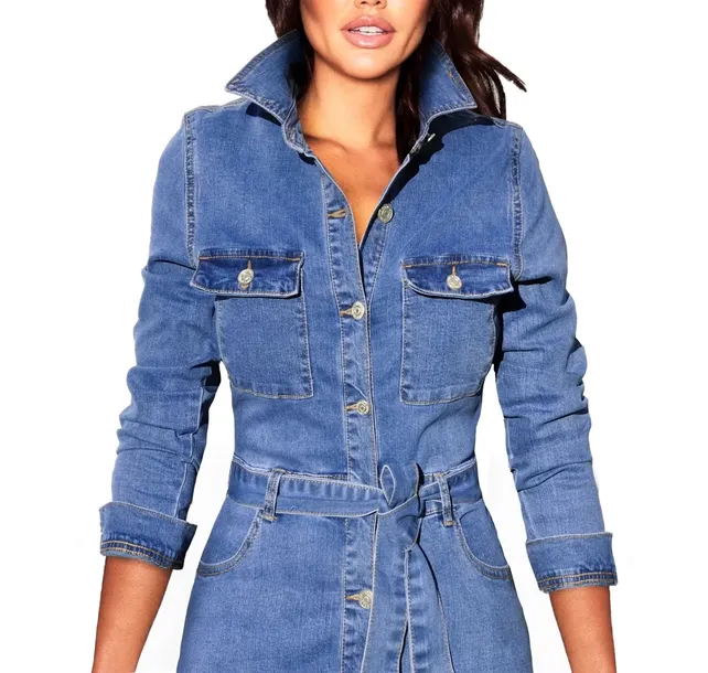 #JS725 SZMIZJERKA Sukienka Jeans ELASTYCZNA S