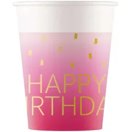 kubeczki-papierowe-happy-birthday-rozowo-bialy-procos-200-ml-8-szt
