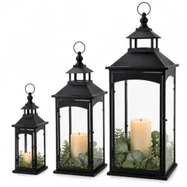 latarnia-komplet-3-lampionow-szklo-metal-czarny-wysoki-86-67-45-cm