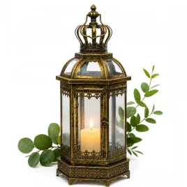 Zdjęcie produktu Lampion złoty metalowy duży XXL 64cm świecznik latarnia duża latarenka