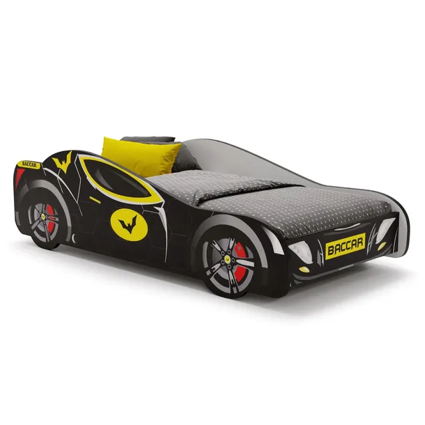 Łóżko dziecięce dla chłopca BATCAR auto samochód czarny 160x80 + materac