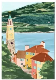malowanie-po-numerach-domy-w-gorach-nad-jeziorem-rysunkowe-50x40