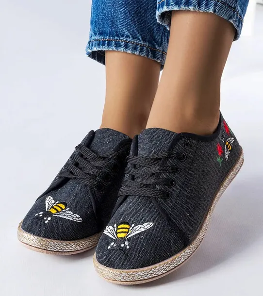 czarne-brokatowe-espadryle-malia-stan-nowy