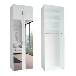 Zdjęcie produktu SZAFA MAJA 80x242 CM - BIAŁA - SZAFA Z LUSTREM x2 / SZAFA Z NADSTAWKĄ