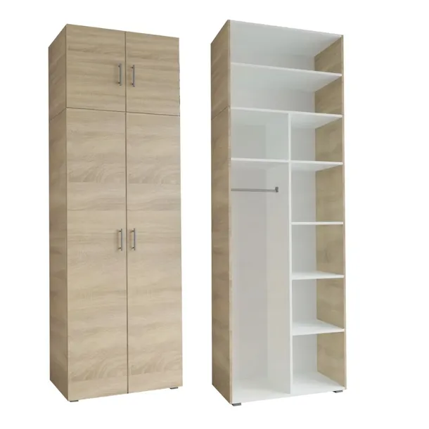 SZAFA MOLLY 80x242 CM - DĄB SONOMA - SZAFA Z PÓŁKAMI / SZAFA Z NADSTAWKĄ