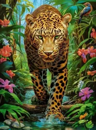 puzzle-2000-ukladanka-zwierzeta-leopard-lampart-dziki-kot-kwiaty-9-castor