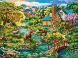 puzzle-2000-ukladanka-widok-krajobraz-konie-ogrod-rzeka-jezioro-9-castor