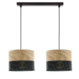 lampa-wiszaca-zyrandol-abazur-z-dziurkami-drewno-e27-led-2-pkt