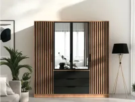 szafa-bali-lux-d4-szerokosc-196-cm-dab-wotan-czarny-lamele-lustro