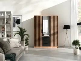 szafa-bali-lux-d3-szerokosc-149-cm-dab-wotan-czarny-lamele-lustro-trzydrz