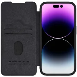 skorzane-etui-z-klapka-oslona-aparatu-do-iphone-15-pro-max-nillkin-qin-pro