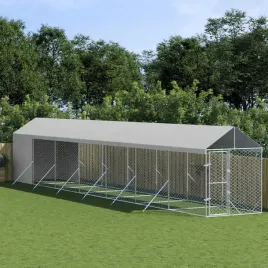 kojec-dla-psa-z-dachem-srebrny-2x14x25m-stal-galwanizowana