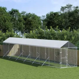 kojec-dla-psa-z-dachem-srebrny-2x14x25m-stal-galwanizowana