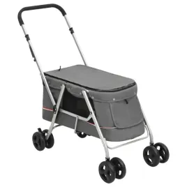 skladany-wozek-dla-psa-szary-100x49x96-cm-lniana-tkanina