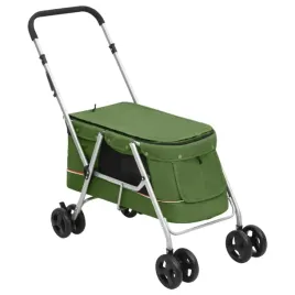 skladany-wozek-dla-psa-zielony-100x49x96-cm-lniana-tkanina