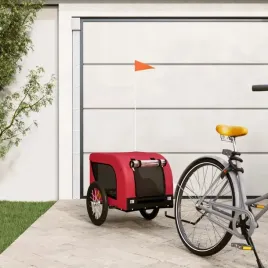 przyczepka-rowerowa-dla-psa-czerwono-czarna-tkanina-i-zelazo