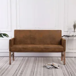 lawka-z-podlokietnikami-140-cm-brazowa-sztuczny-zamsz