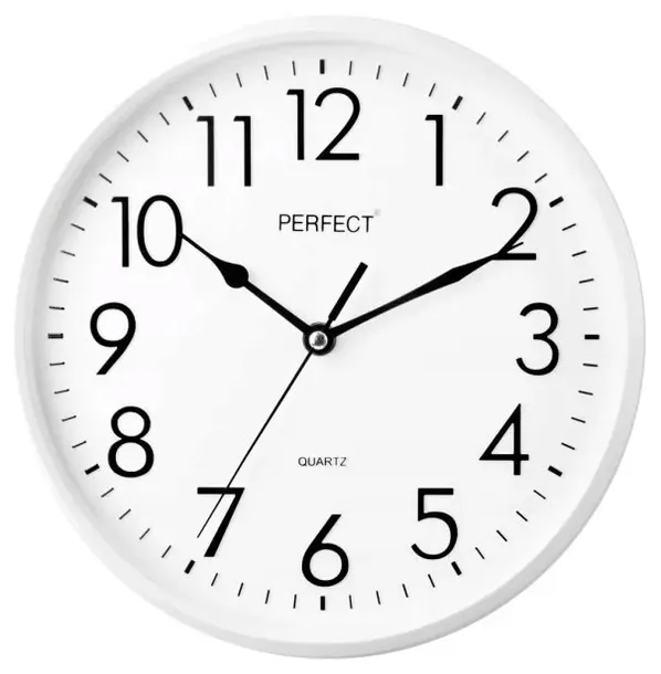 zegar-scienny-perfect-bialy-26cm-bateria