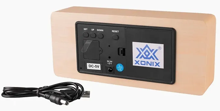 zegar-budzik-xonix-brazowy-21cm-baterie-stan-nowy