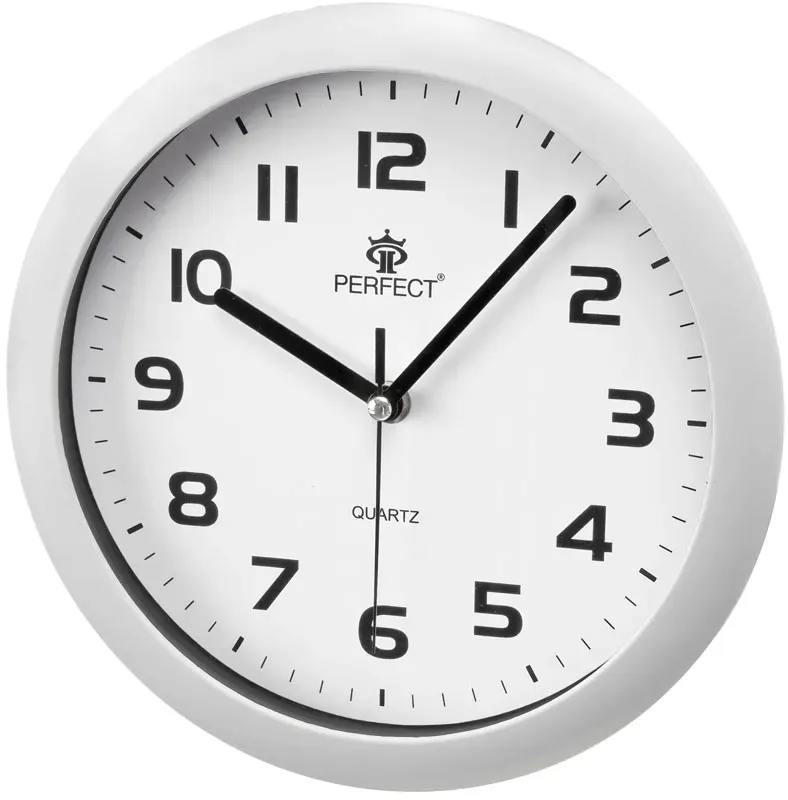zegar-scienny-perfect-bialy-25cm-bateria-aa