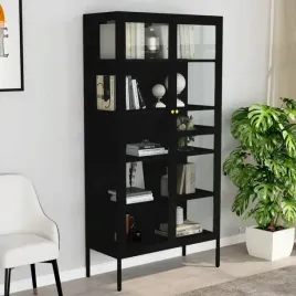 witryna-czarna-90x40x180-cm-stal-i-hartowane-szklo