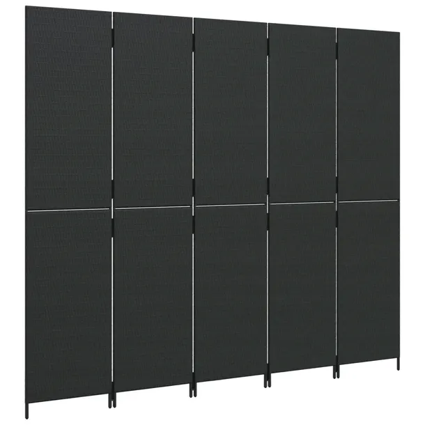 parawan-5-panelowy-czarny-polirattan-szerokosc-parawanu-245-cm